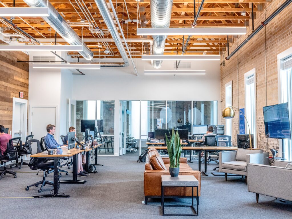 Modern office with LED lights